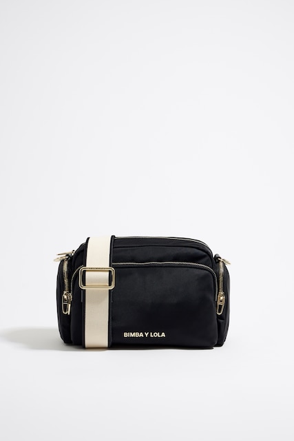 Imagen 0 de Bolso bandolera mediano nylon con cierre de cremallera y asa larga de tejido de mujer