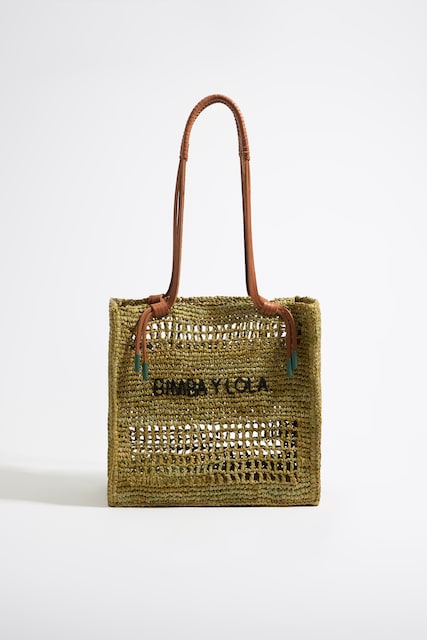 Imagen 0 de Bolso tote grande rafia de mujer