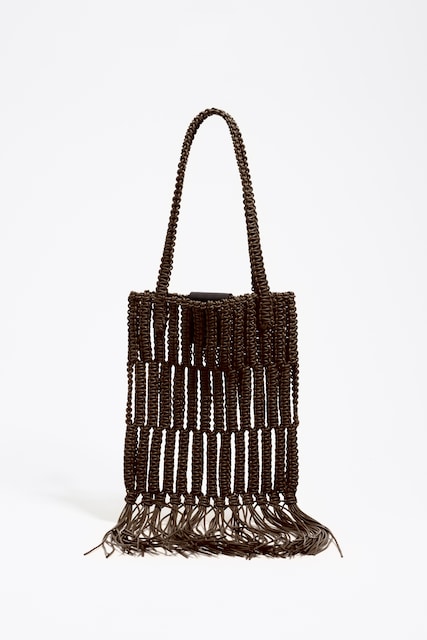 Imagen 0 de Bolso de mano piel trenzado chocolate de mujer