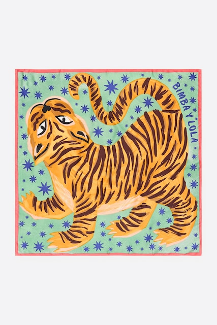 Imagen 0 de Pañuelo tigre dibujado ocre de mujer