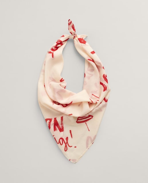 Imagen 0 de Pañuelo de mujer en mezcla de algodón y seda con estampado de texto.