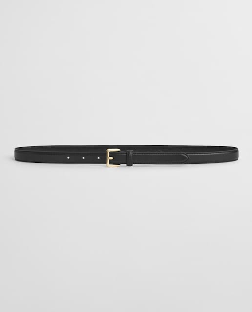 Imagen 0 de cinturón de mujer 100% de piel con hebilla cuadrada en metal de tono dorado