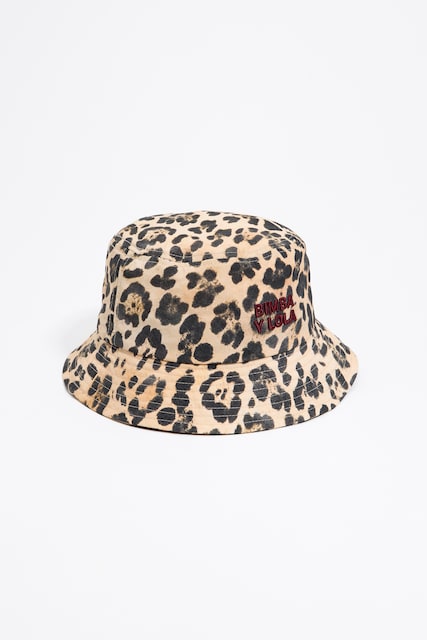 Imagen 0 de Gorro bucket gabardina leopardo de mujer