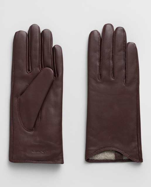 Imagen 0 de Guantes de piel de cordero forrados en cachemira con logotipo