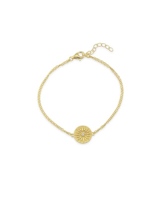 Imagen 0 de Pulsera de plata con baño de oro y  medalla con circonitas