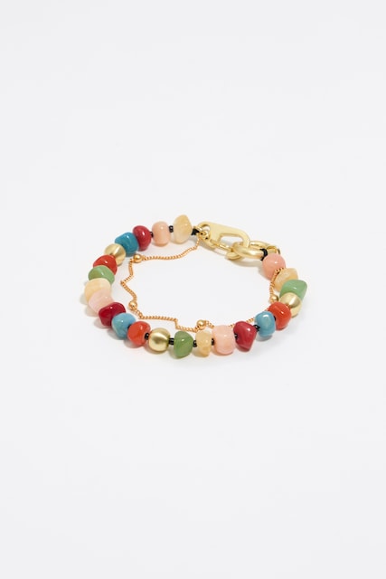 Imagen 0 de Pulsera piedras  y cadena dorada de mujer