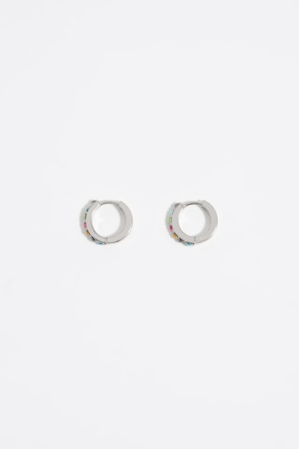 Imagen 0 de Pendientes aro mini plateado cristales  de mujer