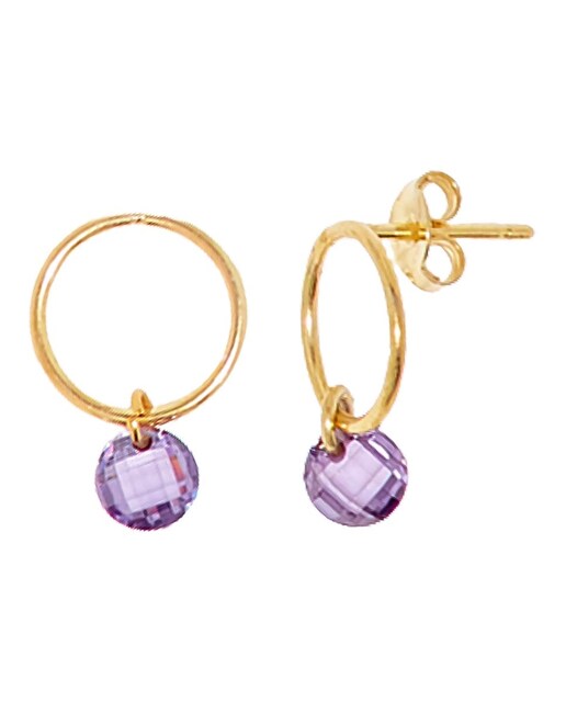 Pendientes Circle Amatista Gold