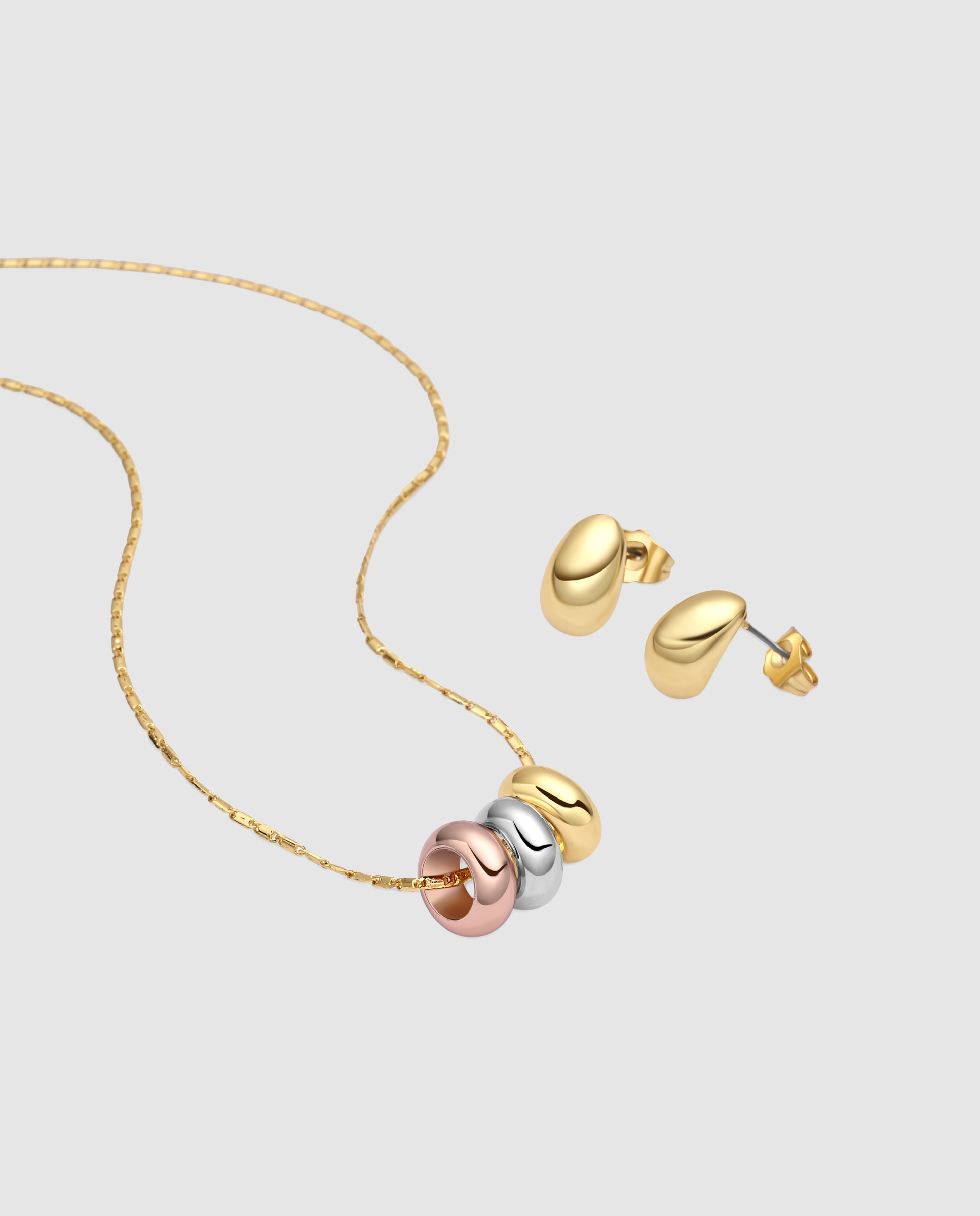 Imagen 0 de Set Khak acabado plata, oro rosa y amarillo 18k