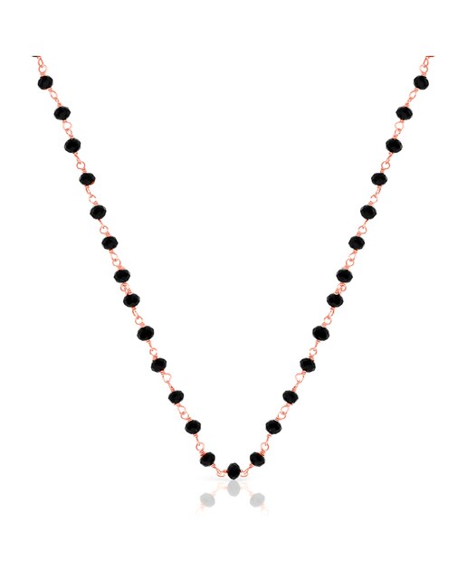 Imagen 0 de Cadena de Plata de Ley 925 con cuentas en circonita negra natural.