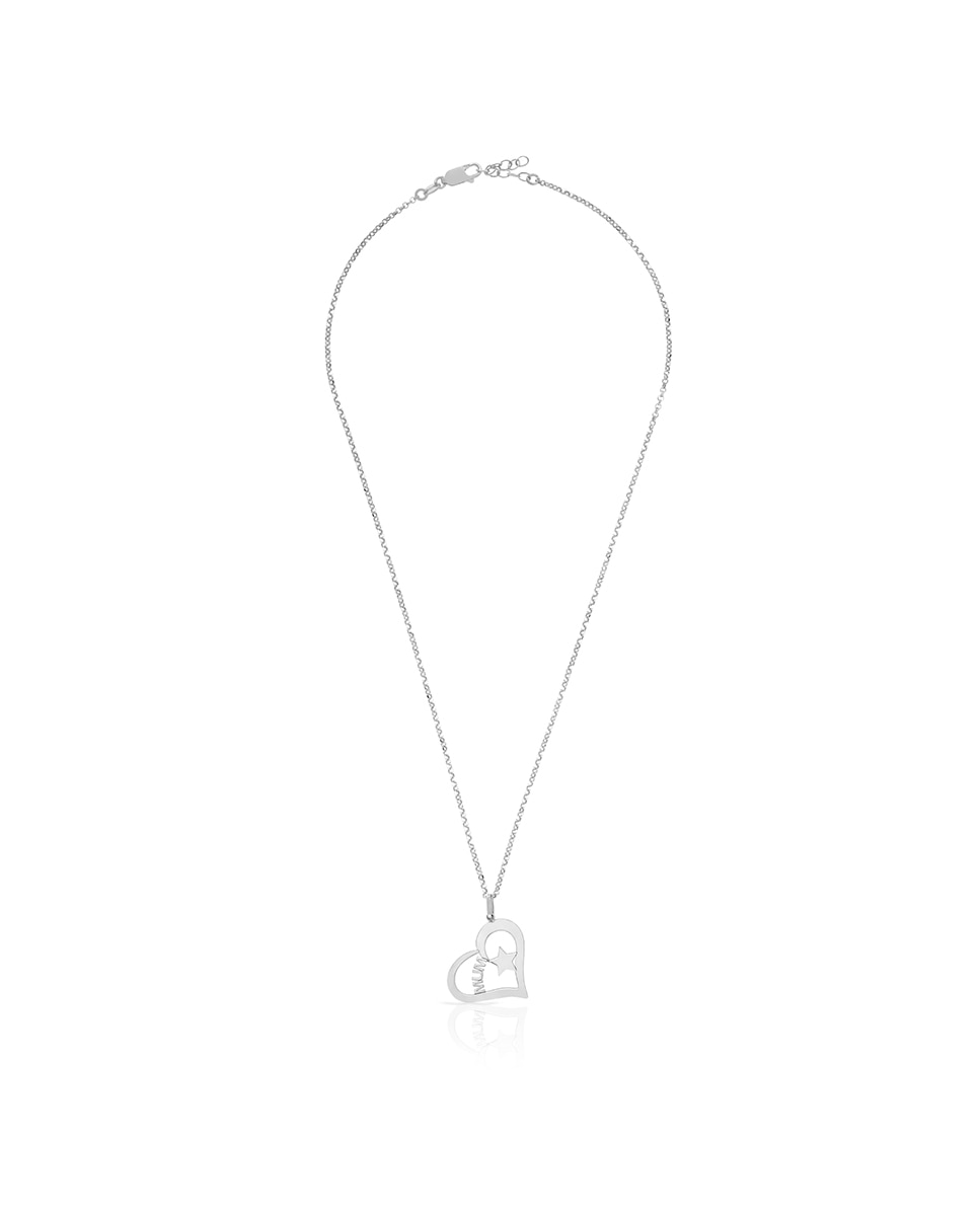 Imagen 0 de Collar de Plata de Ley 925 con colgante en forma de corazón e inscripción MUM