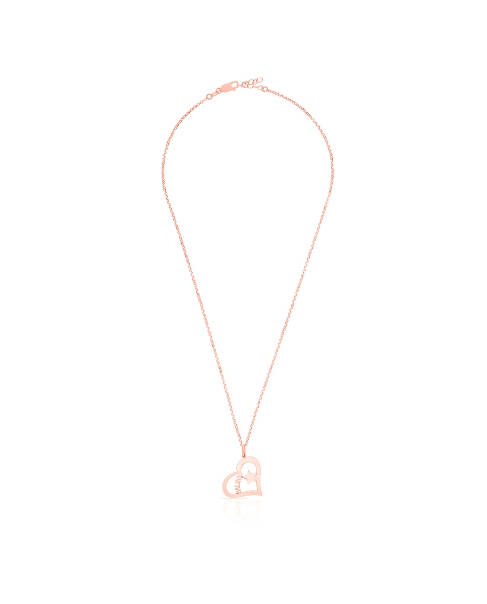 Imagen 0 de Collar de Plata de Ley 925 con colgante en forma de corazón e inscripción MUM