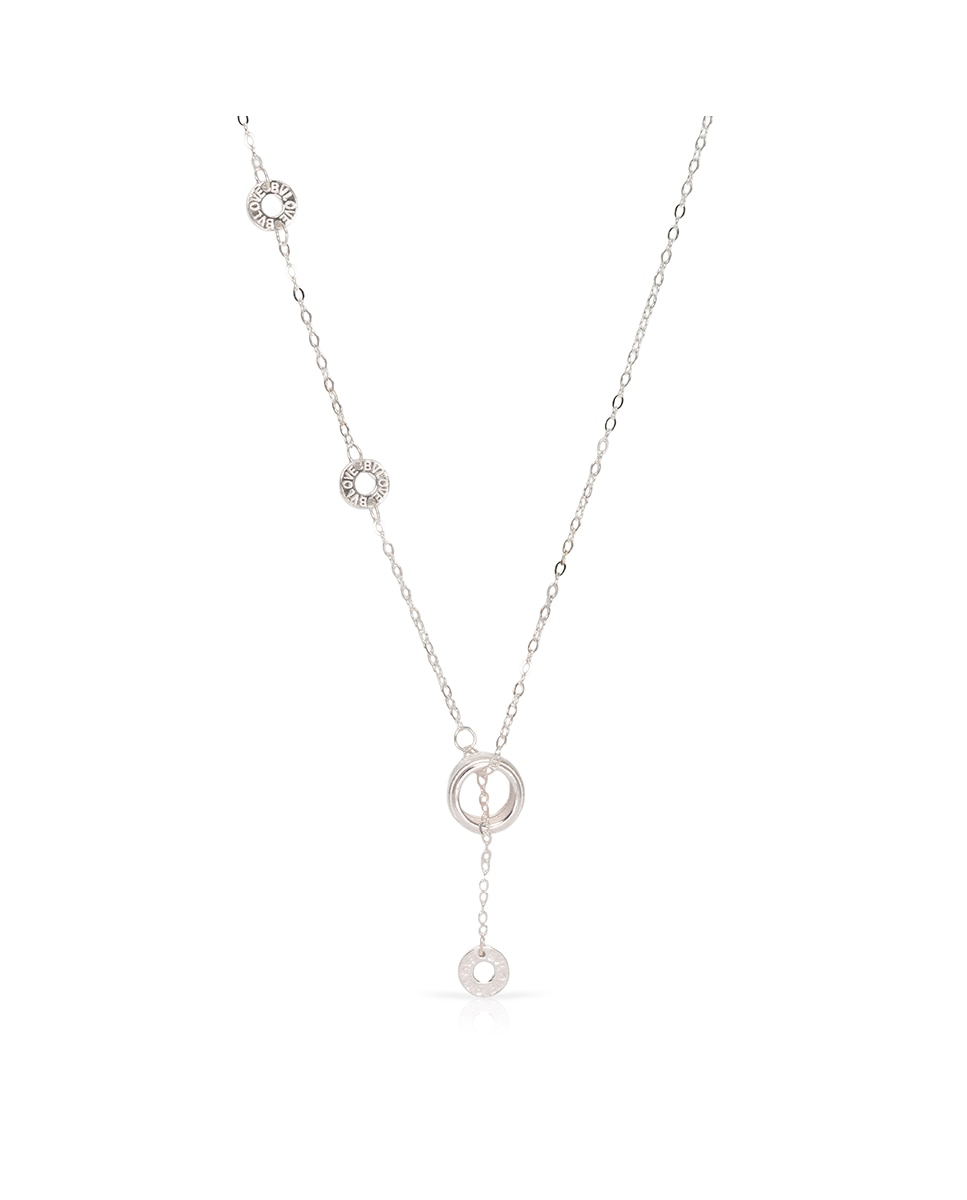 Imagen 0 de Collar de plata de ley 925 con colgante de anillas con circón y cierre de mosquetón