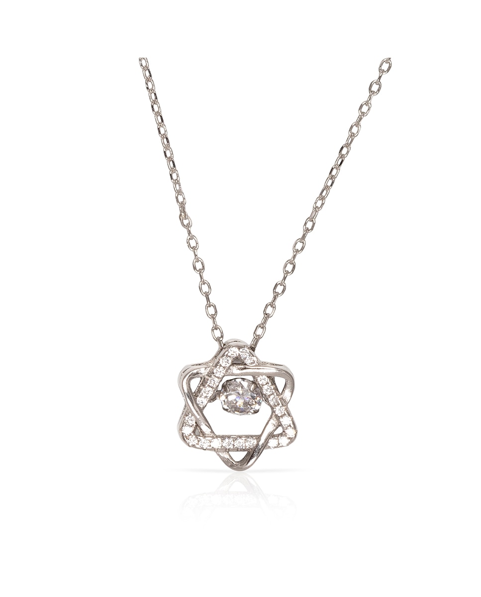 Imagen 0 de Collar de plata de ley 925 con colgante de estrella de David con circón y cierre de resorte