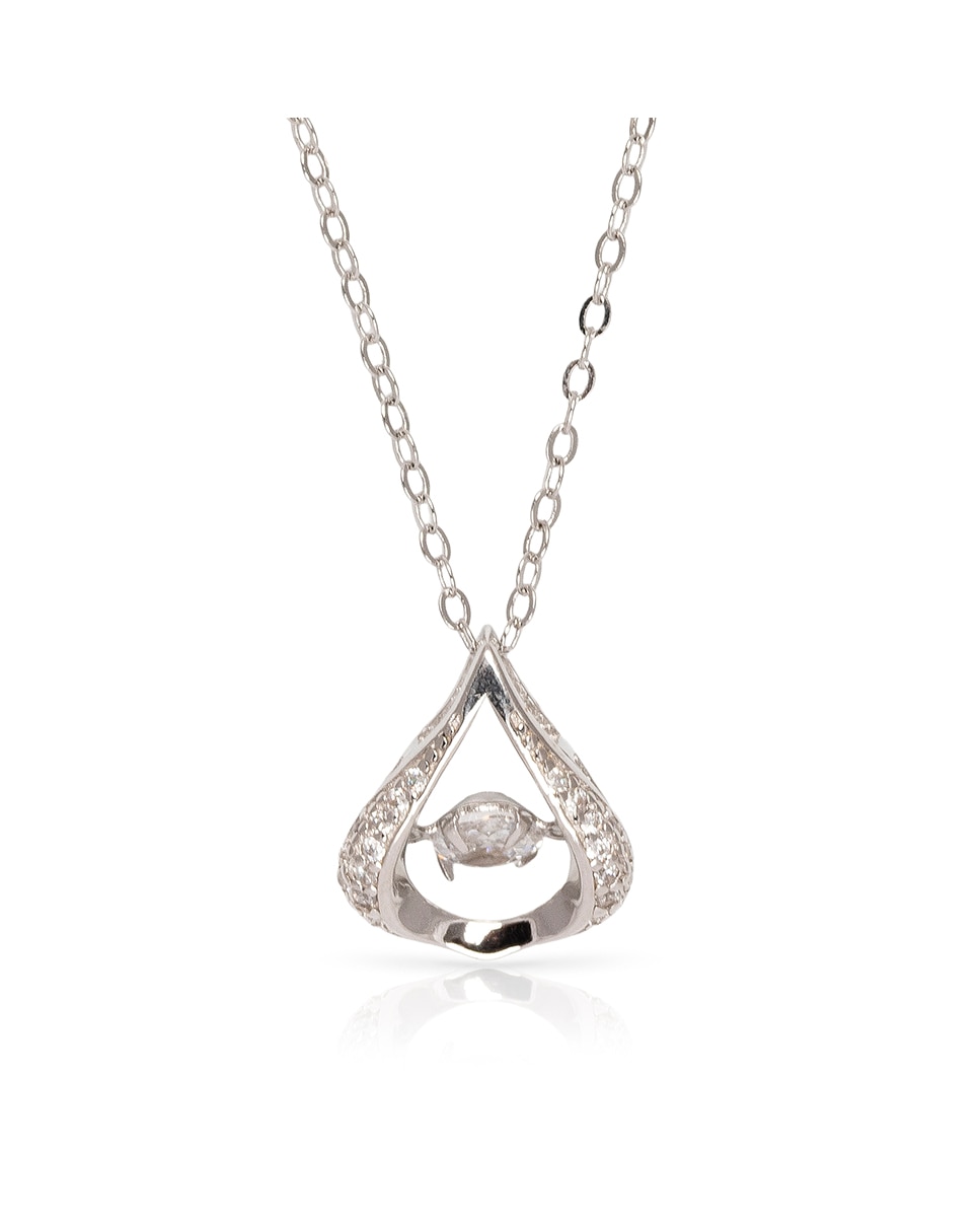 Imagen 0 de Collar de plata de ley 925 con colgante de lágrima con circón y cierre de resorte