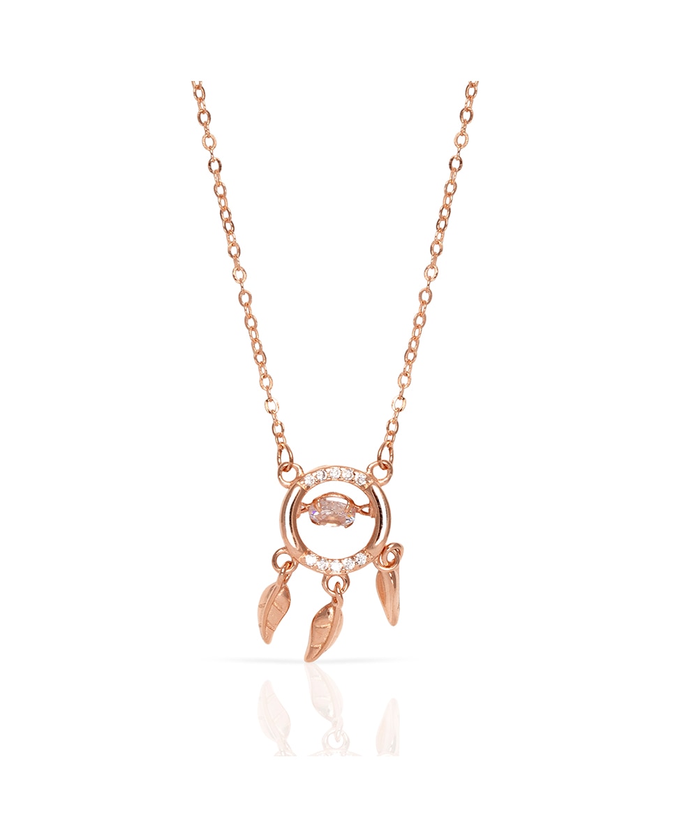 Imagen 0 de Collar de plata de ley 925 con colgante de atrapa sueños con circón, acabado en color bronce y cierre de resorte