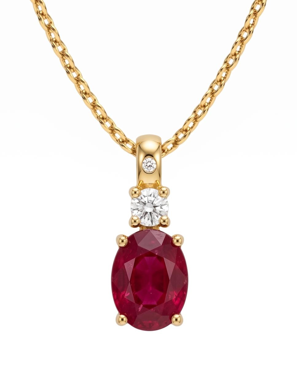 Imagen 0 de Colg oro diamante 0,11 ct rubi