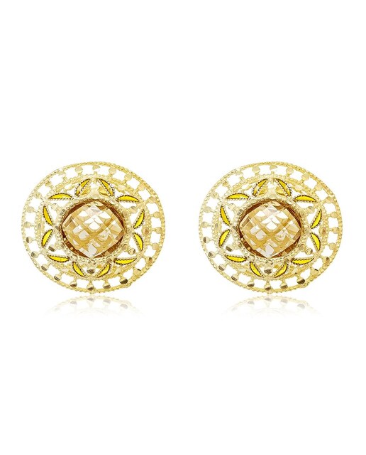 Pendientes en plata de Ley 925 bañada en oro de 18 kt con semipreciosa