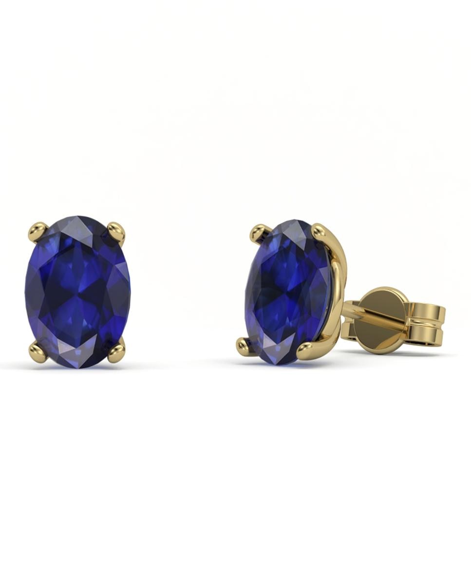 Imagen 0 de Pendiente oro zafiro oval 8x6