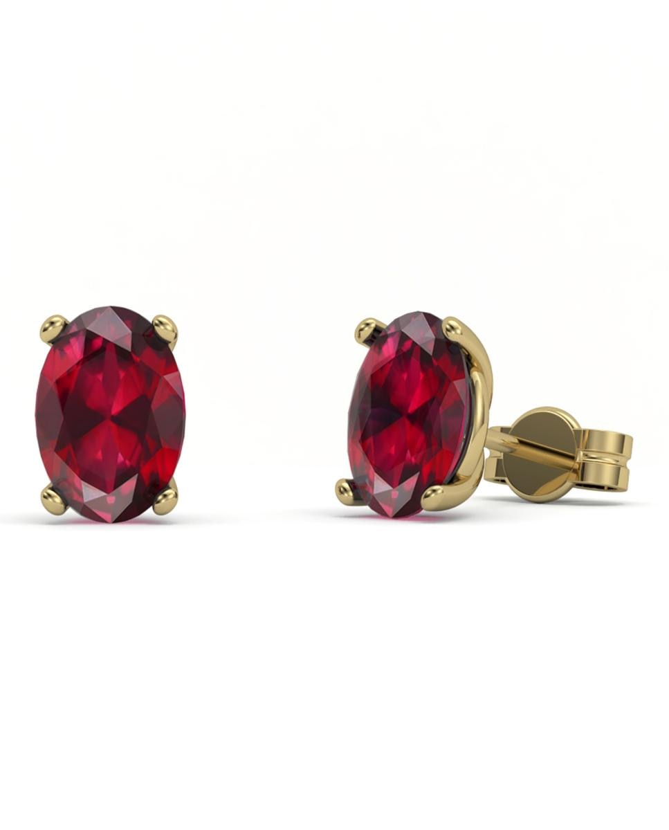Imagen 0 de Pendiente oro rubi oval 8x6 mm