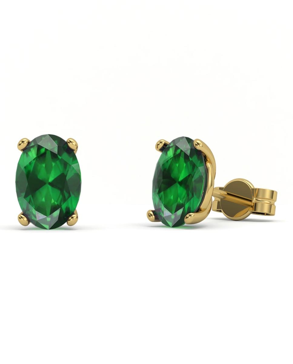 Imagen 0 de Pendiente oro esmeralda 8x6 mm