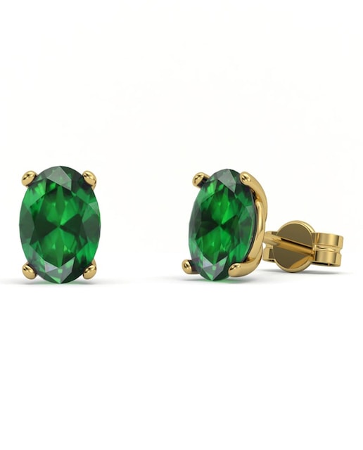 Imagen 0 de Pendiente oro esmeralda 8x6 mm