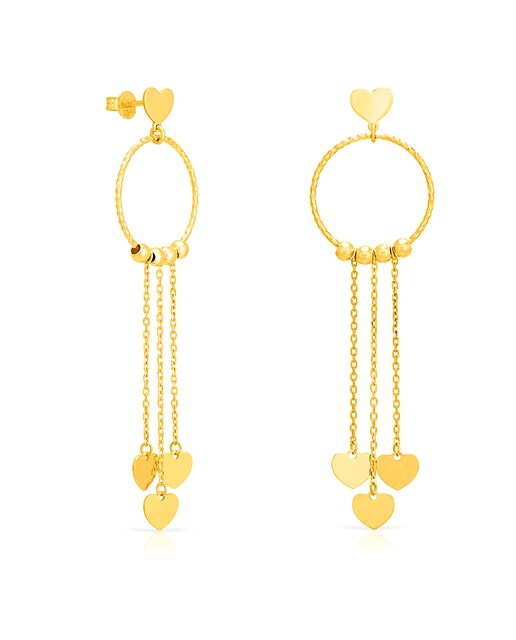 Imagen 0 de Pendiente de Plata de Ley 925 con aro y tres corazones