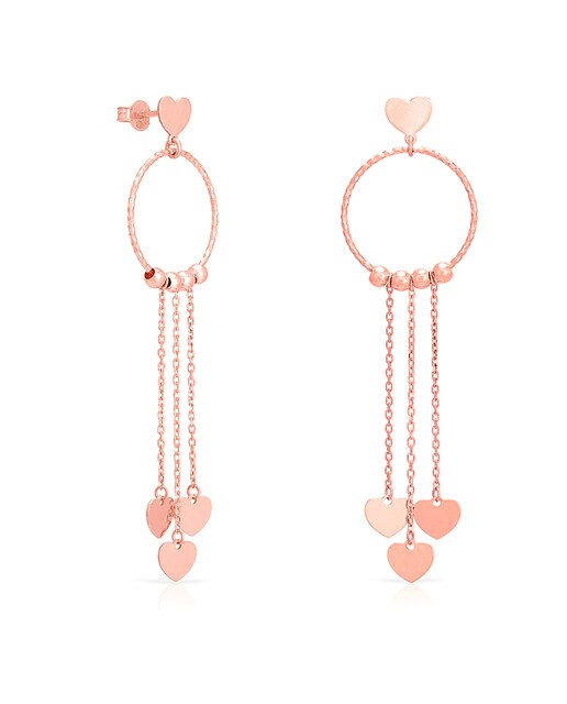 Imagen 0 de Pendiente de Plata de Ley 925 con aro y tres corazones