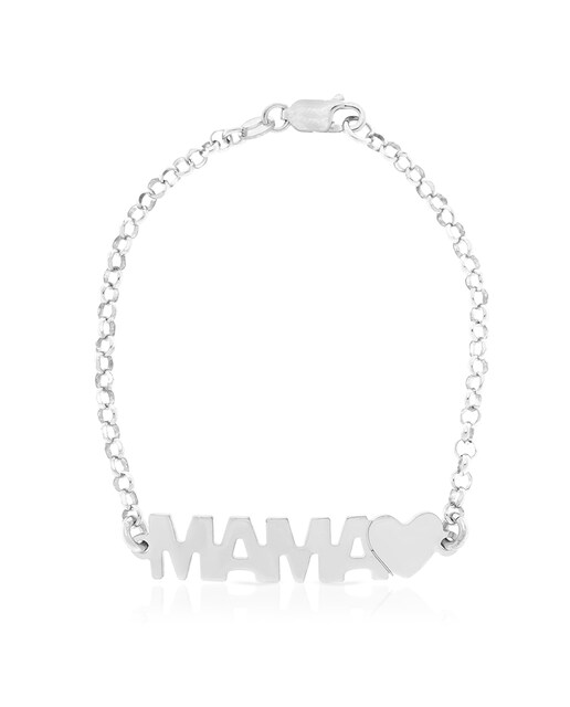 Imagen 0 de Pulsera de Plata de Ley 925 con inserción de colgante MAMA+CORAZON CIRCONITAS