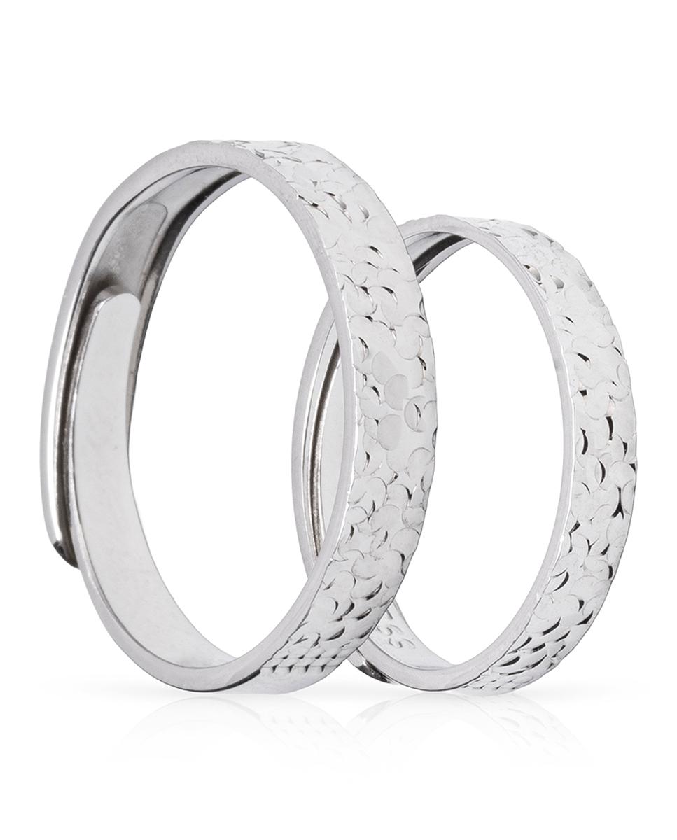 Imagen 0 de Anillos de compromiso a juego con diseño brillante en plata de ley 925. Ajustables.