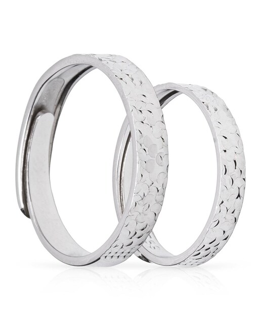 Imagen 0 de Anillos de compromiso a juego con diseño brillante en plata de ley 925. Ajustables.