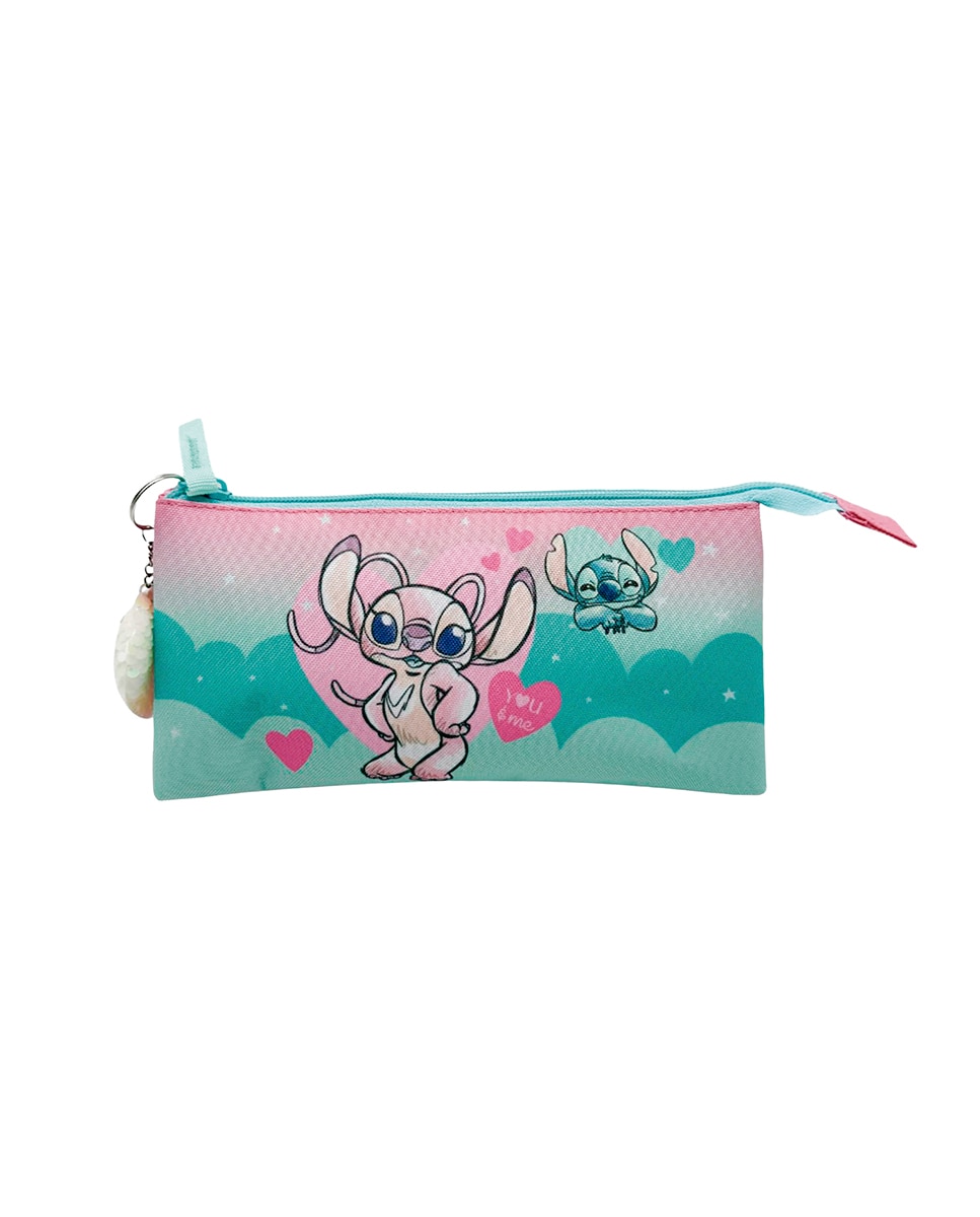 Imagen 0 de Estuche Triple Angel & Stitch. Interior totalmente forrado y personalizado. Con accesorio corazón.