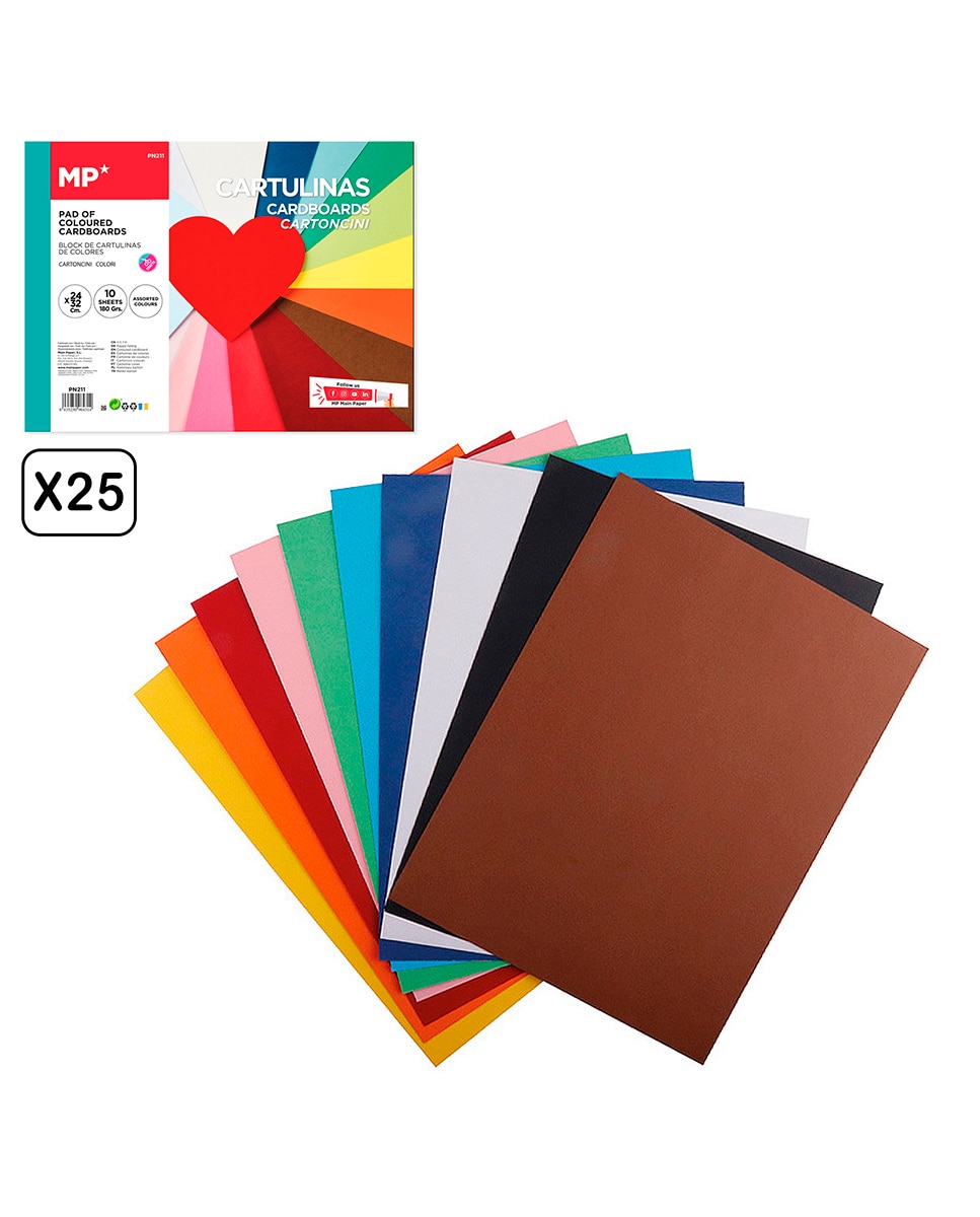 Imagen 0 de 25 packs de bloc de cartulina color 10 hojas 180 g