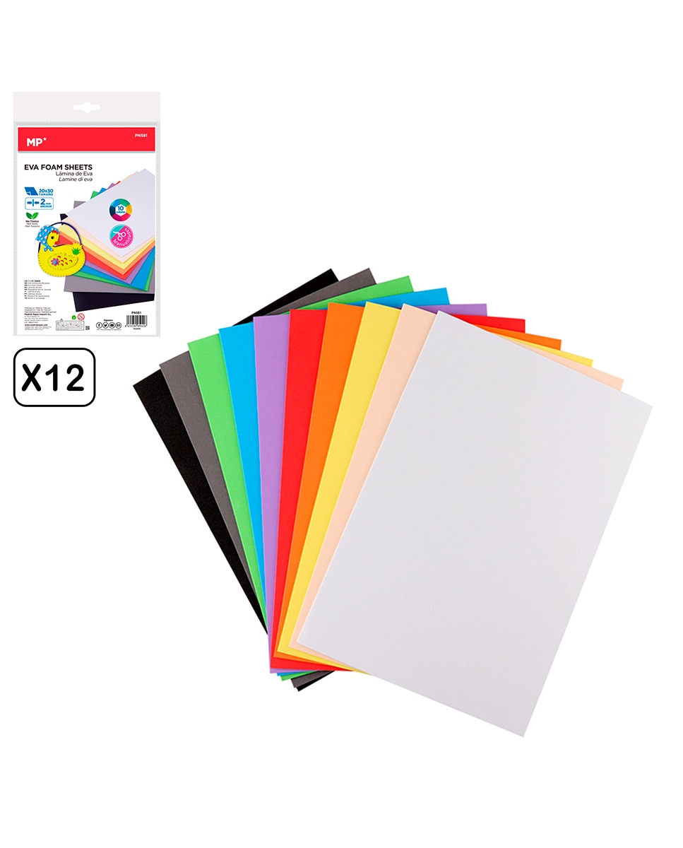 Imagen 0 de 12 packs goma eva  colores 10 uds 20 x 30 cm