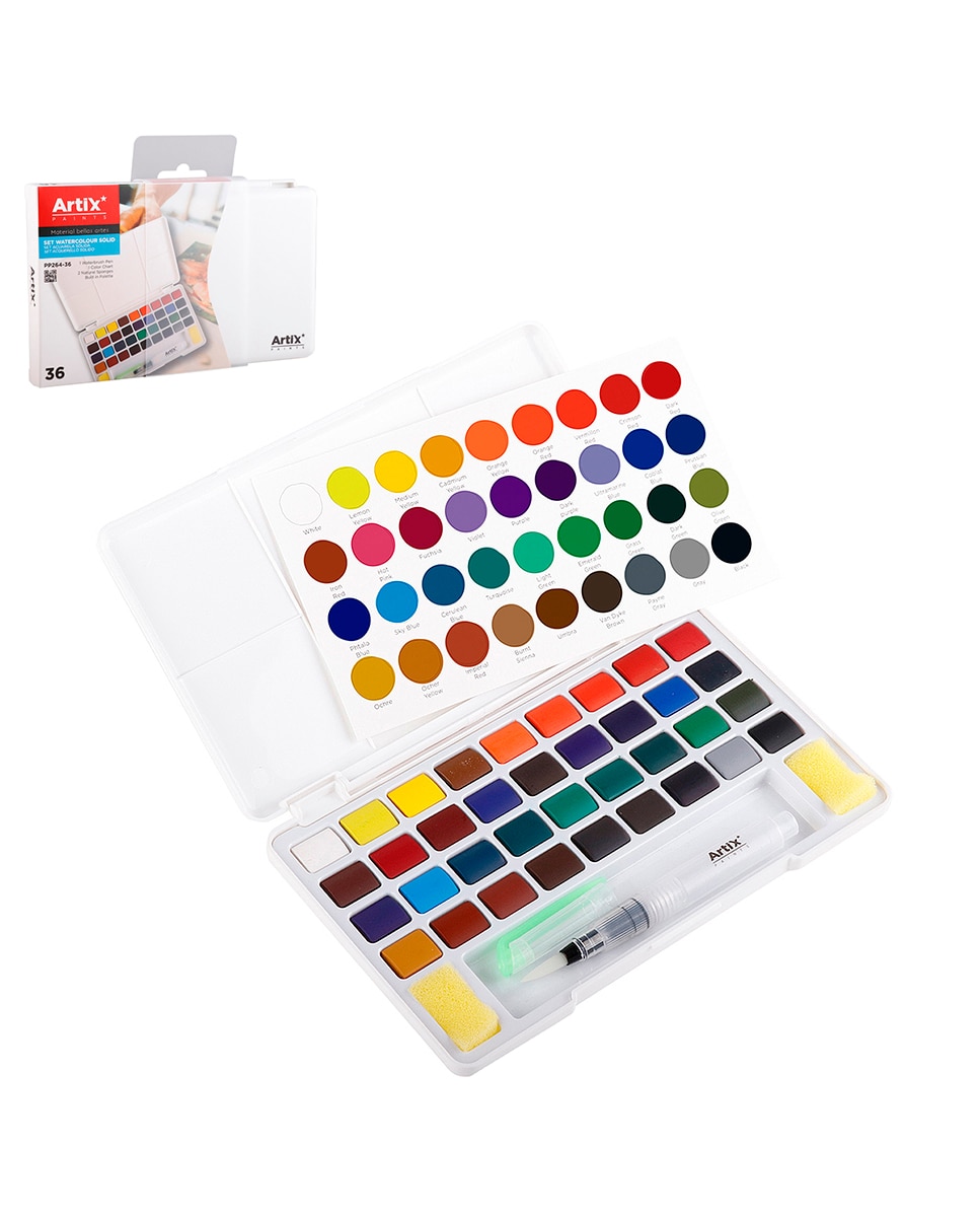Imagen 0 de Pintura acuarela solida 36 colores