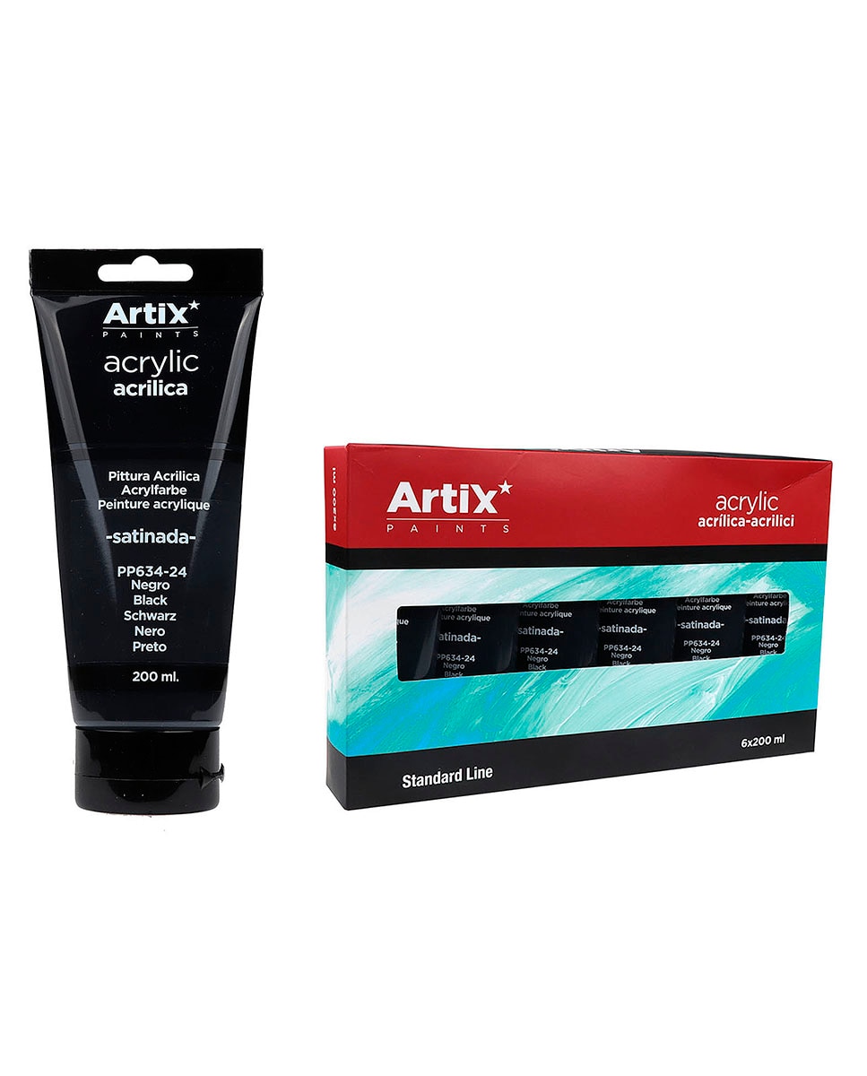Imagen 0 de Pack 6 uds pintura acrílica negro 200 ml