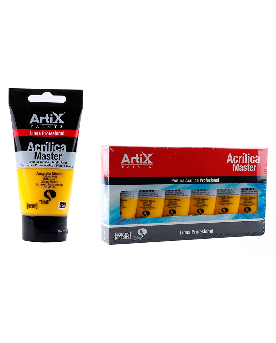 Imagen 0 de Pack 6 uds pintura acrílica expert 75 ml amarillo medio