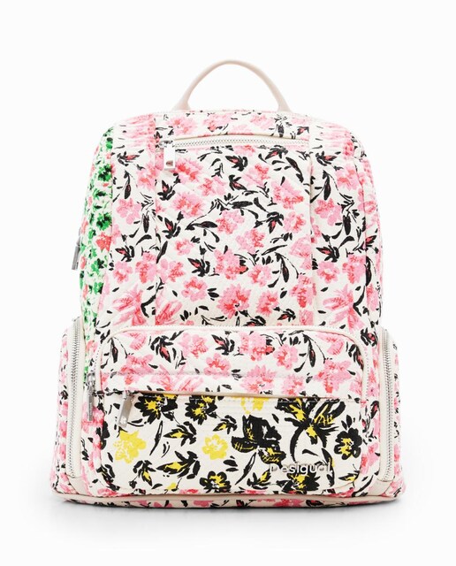 Imagen 0 de Mochila M canvas flores de mujer