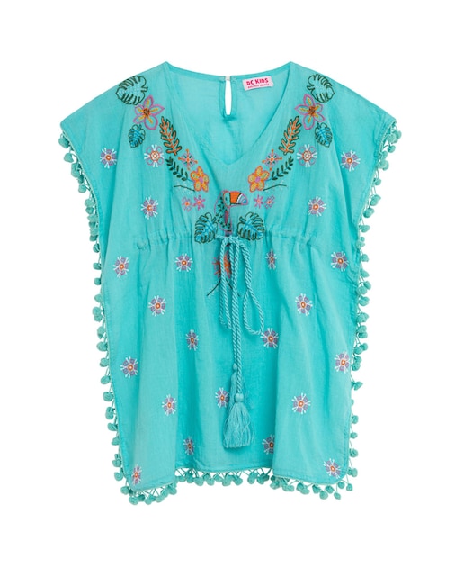 Imagen 0 de Vestido de niña con detalles bordados lazo en cintura