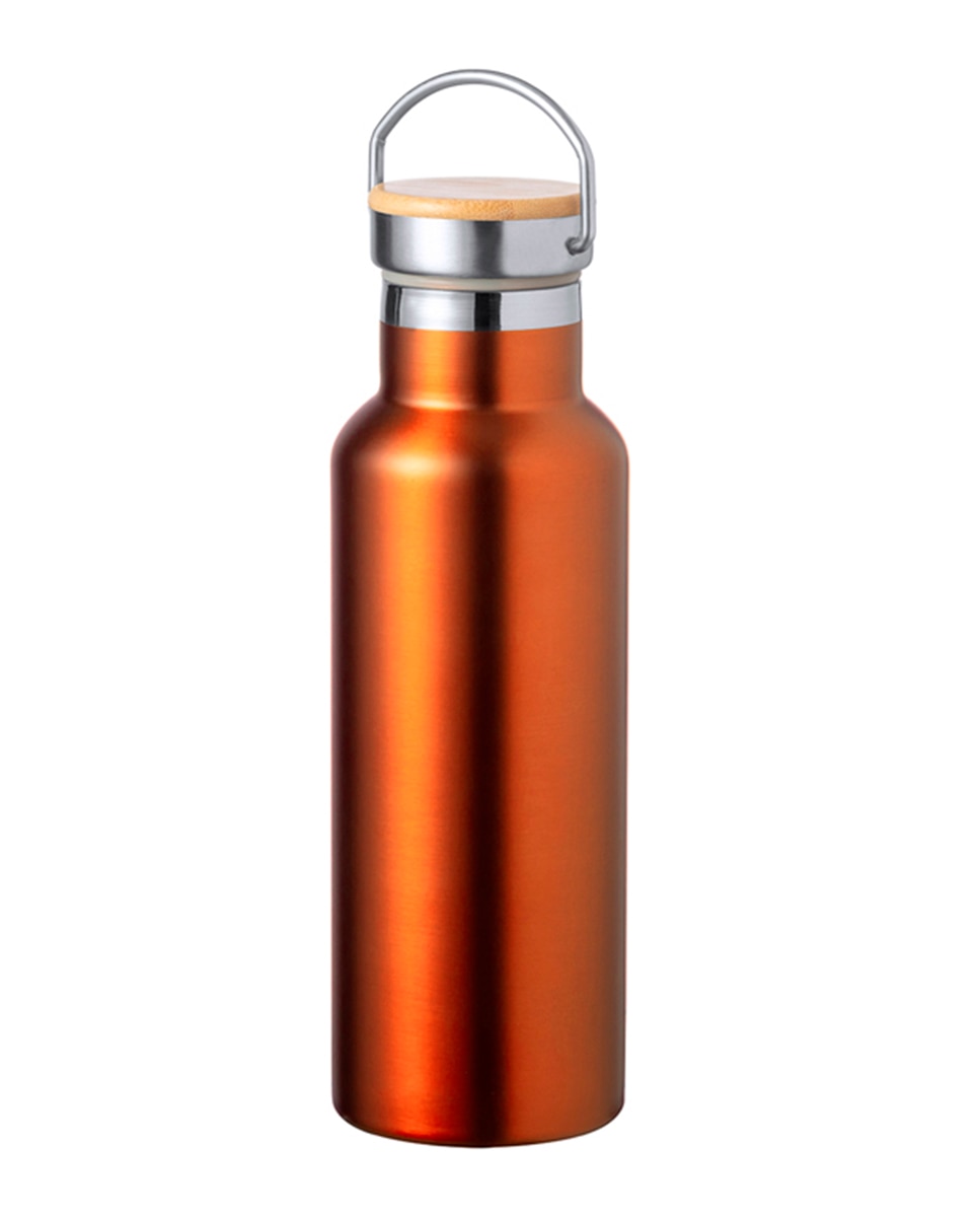 Imagen 0 de Bidón térmico de 500 ml de capacidad en acero inox de doble pared. Incluye tapón a rosca y asa integrada.