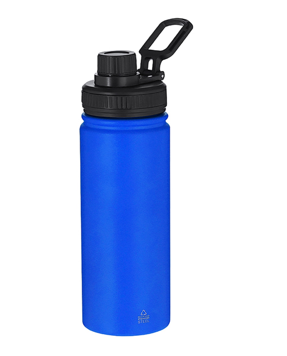 Imagen 0 de Bidón de Acero Inox Reciclado con 550 ml de capacidad. Incluye tapadera color negro con sistema de cierre a rosca, agarre de silicona.