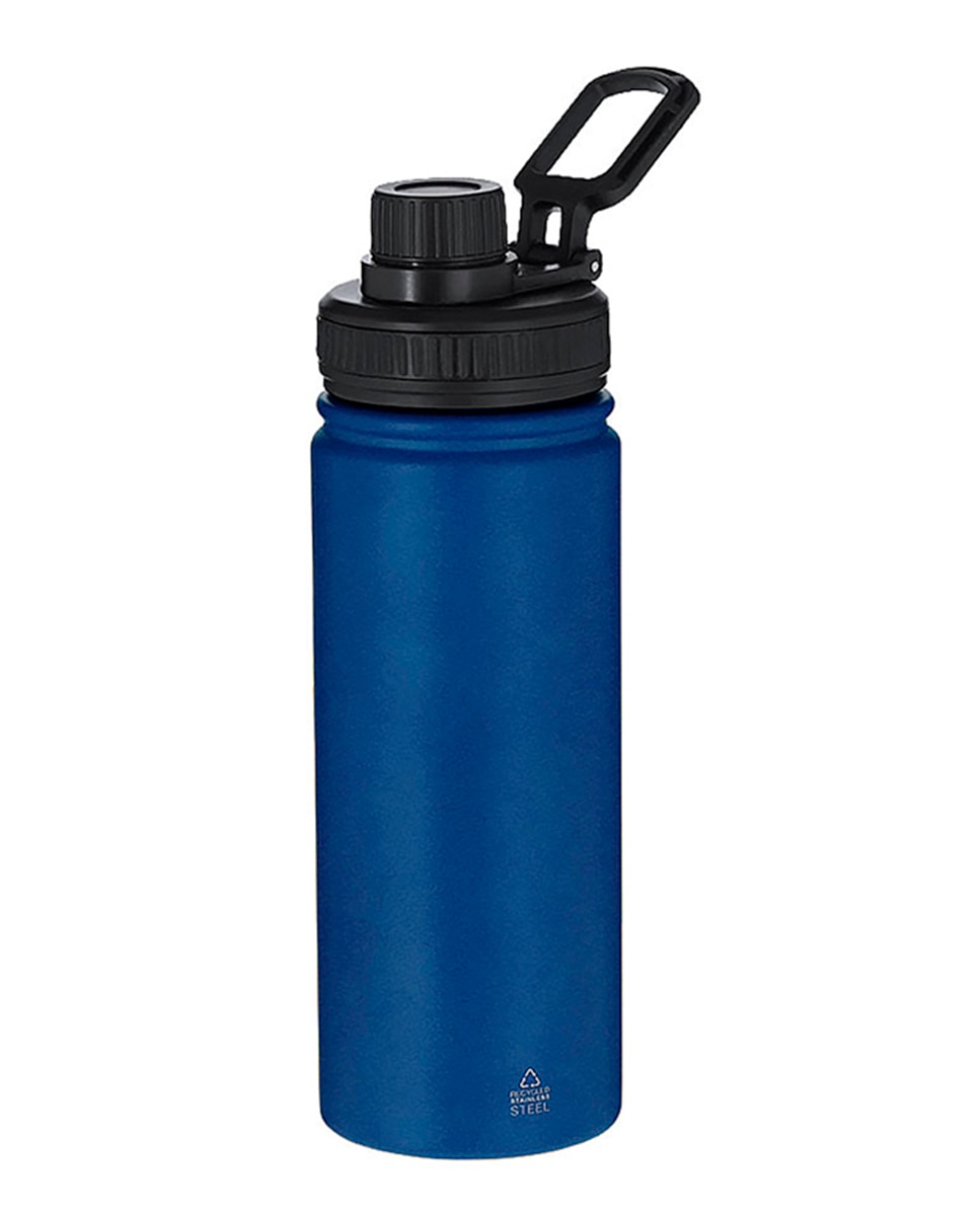 Imagen 0 de Bidón de Acero Inox Reciclado con 550 ml de capacidad. Incluye tapadera color negro con sistema de cierre a rosca, agarre de silicona.