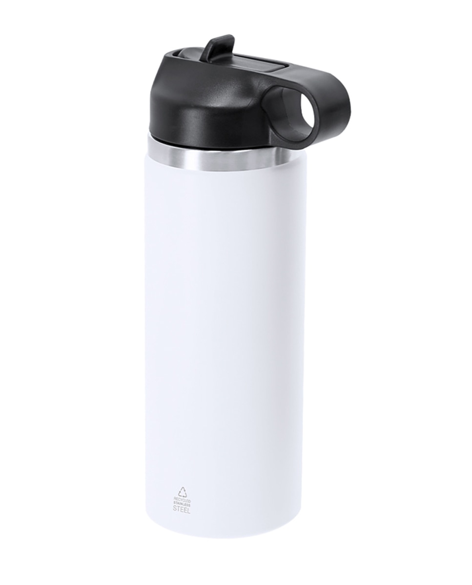 Imagen 0 de Bidón con 500 ml de capacidad en Acero Inoxidable Reciclado de doble pared, con sistema de fácil apertura con dosificador de pajita y asa