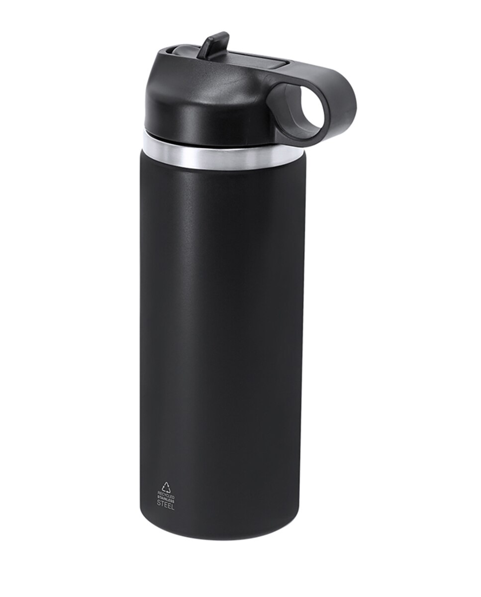 Imagen 0 de Bidón con 500 ml de capacidad en Acero Inoxidable Reciclado de doble pared, con sistema de fácil apertura con dosificador de pajita y asa