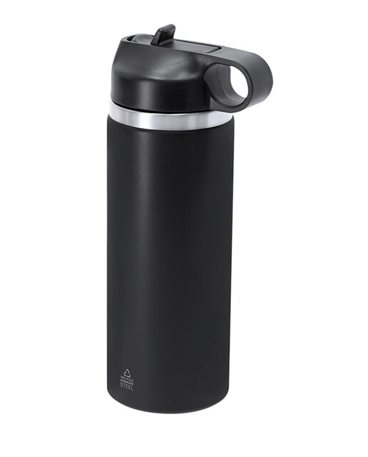 Imagen 0 de Bidón con 500 ml de capacidad en Acero Inoxidable Reciclado de doble pared, con sistema de fácil apertura con dosificador de pajita y asa