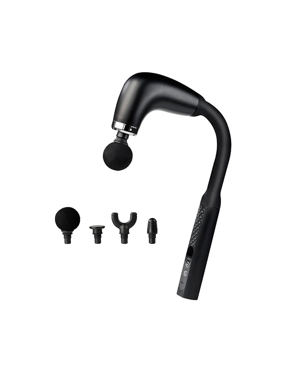 Imagen 0 de Pistola de masaje en forma de U con 9 modos e intensidades, pantalla LCD y 4 cabezales intercambiables. Batería recargable y función turbo por presión