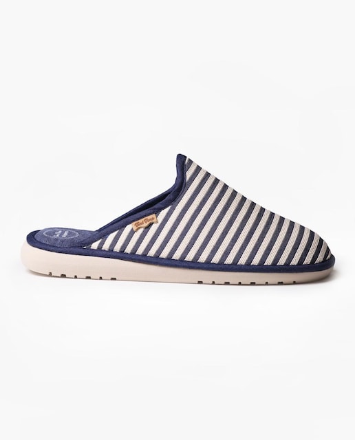 Imagen 0 de Zapatillas de casa de mujer de tejido a rayas