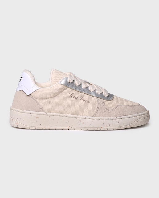 Imagen 0 de Zapatillas de piel de mujer con tejido combinado