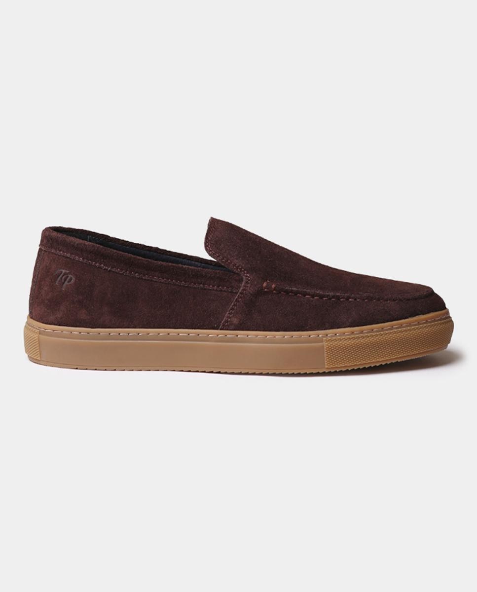 Imagen 0 de Mocasines para hombre en serraje y suela de goma