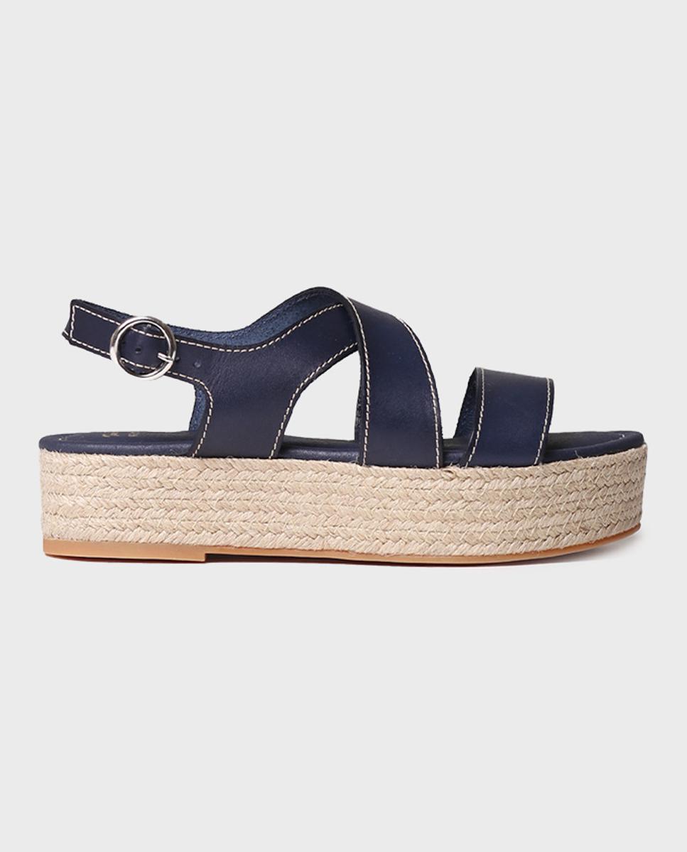 Imagen 0 de Sandalias de plataforma de mujer de piel con hebilla